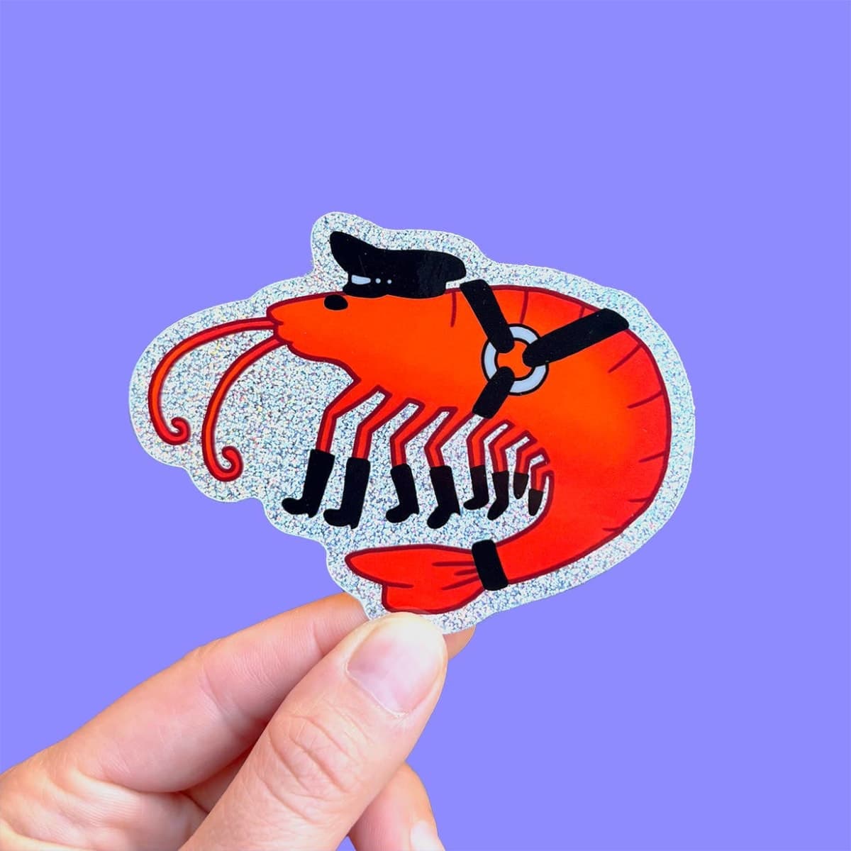 Shrimp Daddy Glitter Vinyl Sticker - Image 1